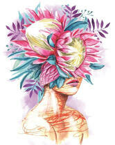 Без бренда «Портрет девушка с оригинальными цветами на голове» в Костроме