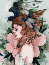 Без бренда «Девушка с большим цветком и птицы» в Костроме