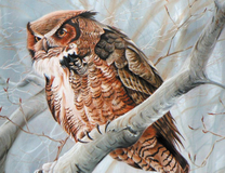 Суровый филин на ветке