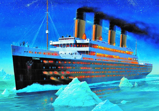 Алмазная мозаика 30x40 Титаник среди айсбергов
