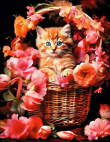 Без бренда «Рыжий котенок в корзине с цветами» в Костроме в интернет-магазине  Без бренда «Рыжий котенок в корзине с цветами» в Костроме