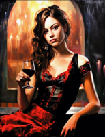 Без бренда «Обворожительная брюнетка с бокалом красного вина» в Костроме