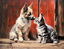 Без бренда «Знакомство котенка и щенка» в Костроме в интернет-магазине  Без бренда «Знакомство котенка и щенка» в Костроме