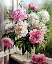Без бренда «Пионы в прозрачной вазе у окна» в Костроме